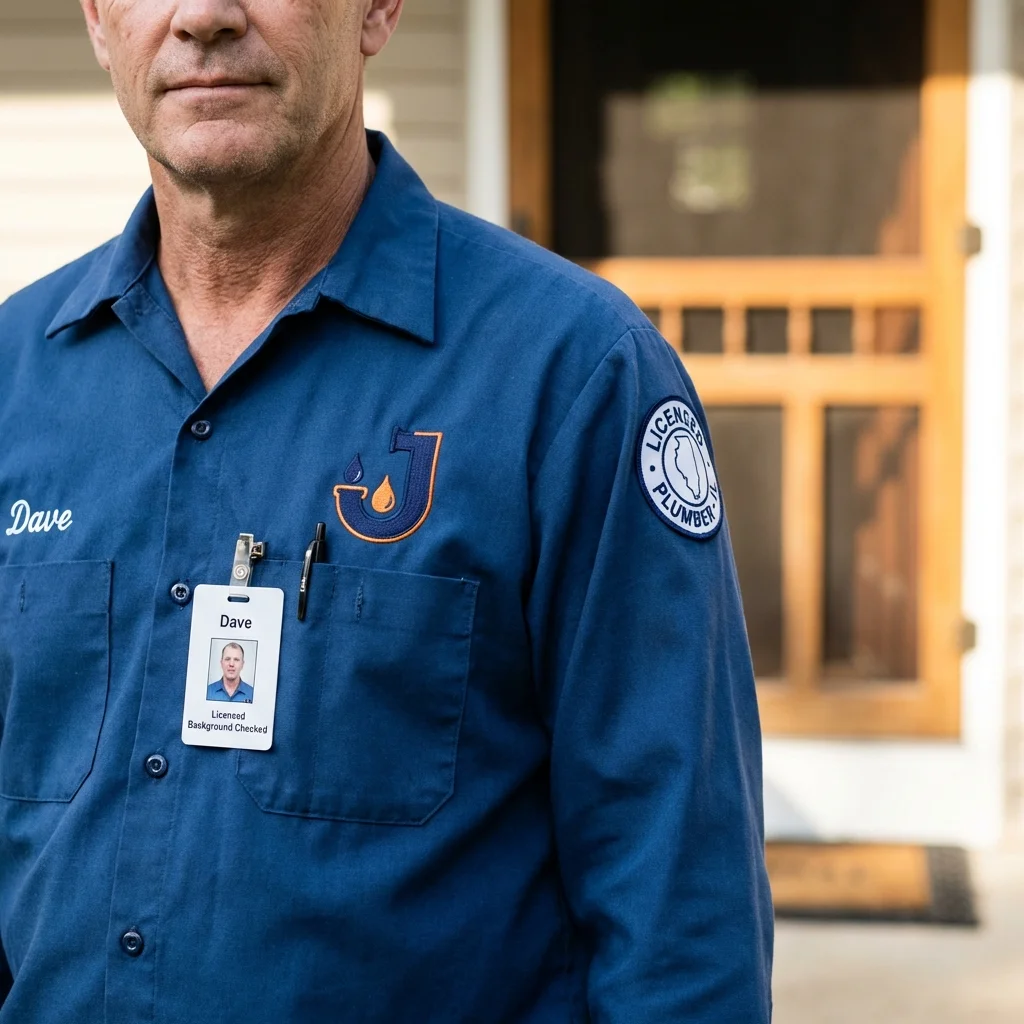 Licensed plumber showing ID badge in Superior, MT