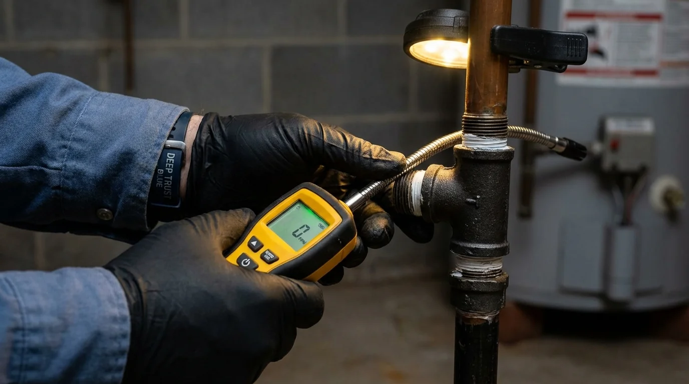 Gas leak detection with electronic sniffer by Johns Plumbing LLC in Superior