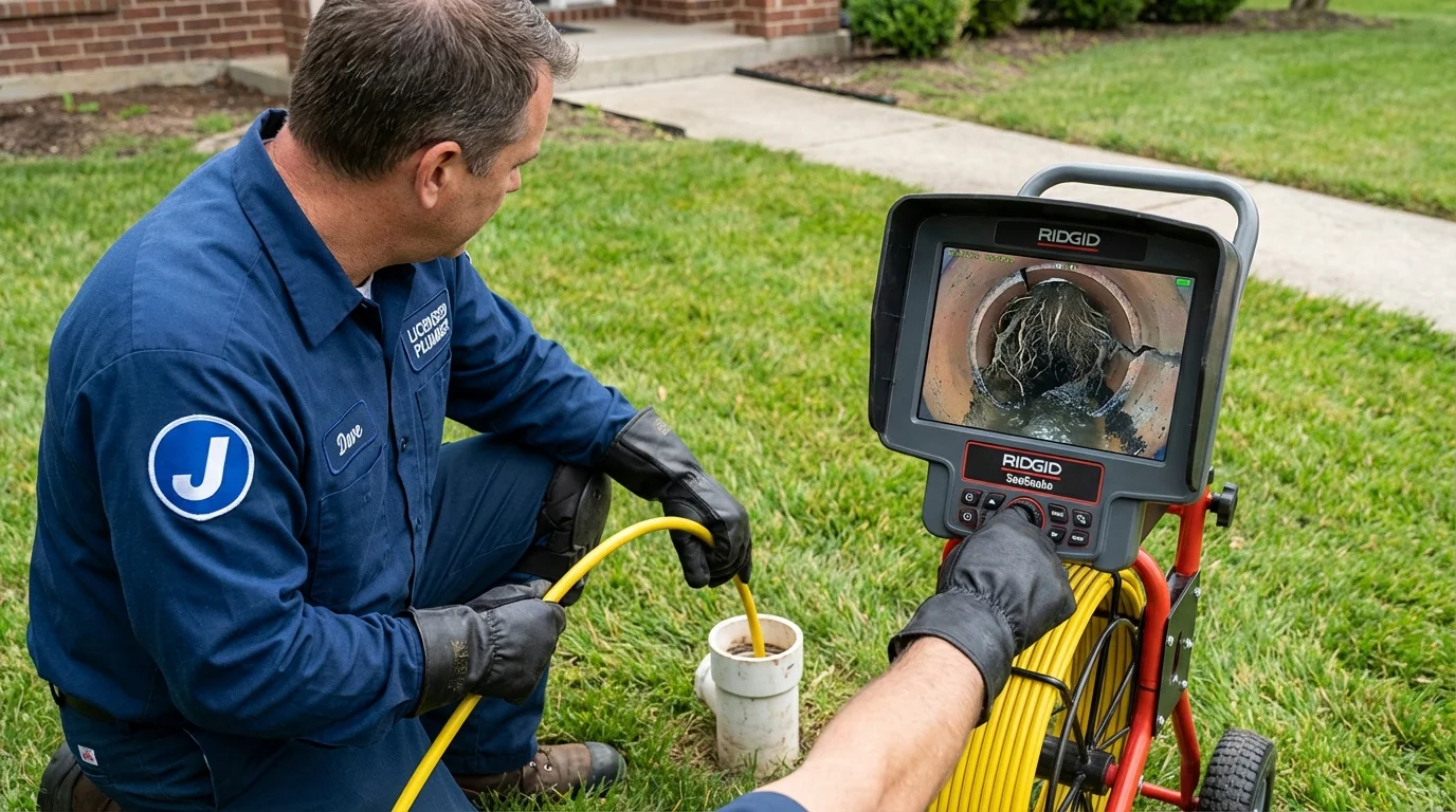 Sewer camera inspection being performed by Johns Plumbing LLC in Superior