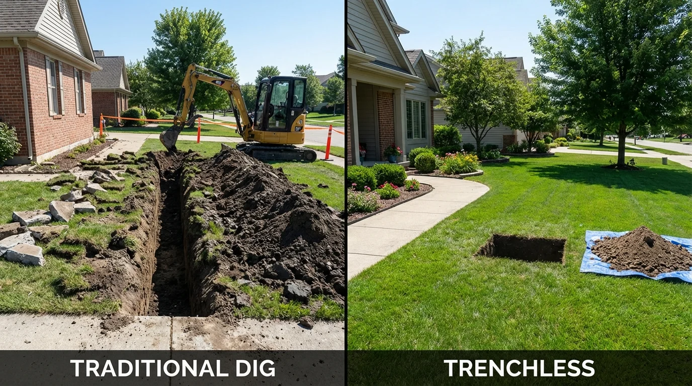 Trenchless sewer repair with minimal yard damage versus traditional excavation in Superior, MT
